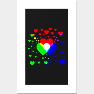 Field of hearts pride pattern in blck Posters and Art